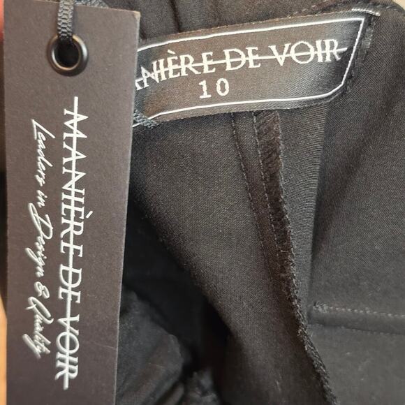 Maniere De Voir Black High Waist Tie Wrap Pants NWT Sz US10 - Picture 8 of 9